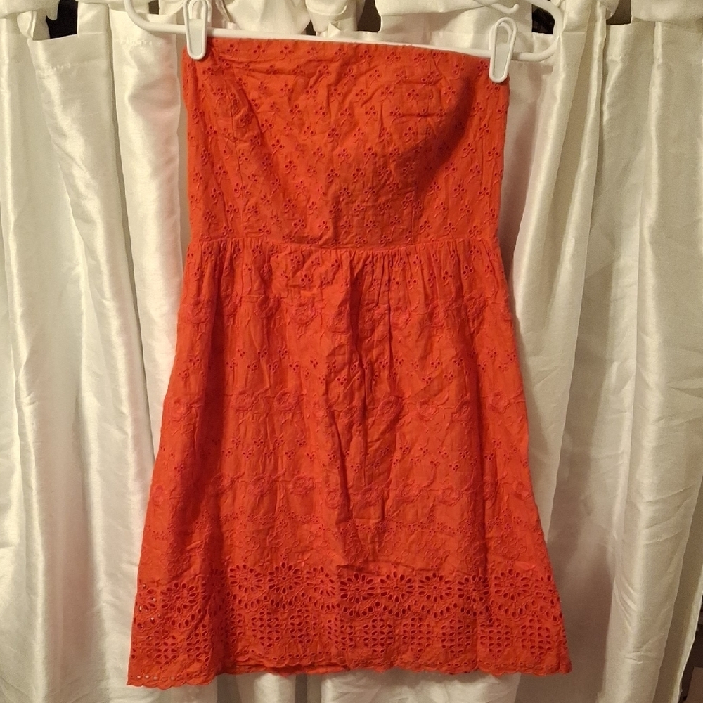 Old Navy Elegant Orange/pink Strapless Dress 4 💓💓💓💓